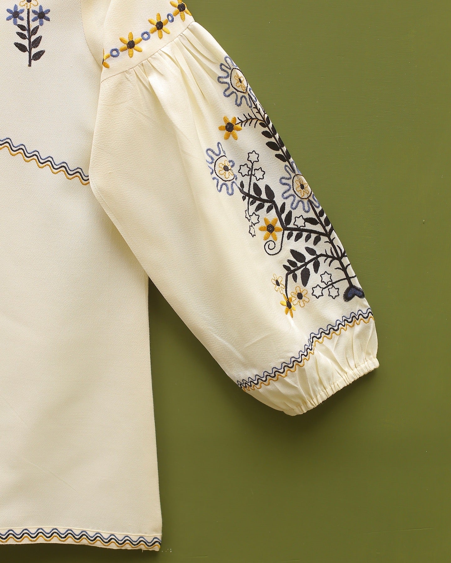 Embroidered Cream Top