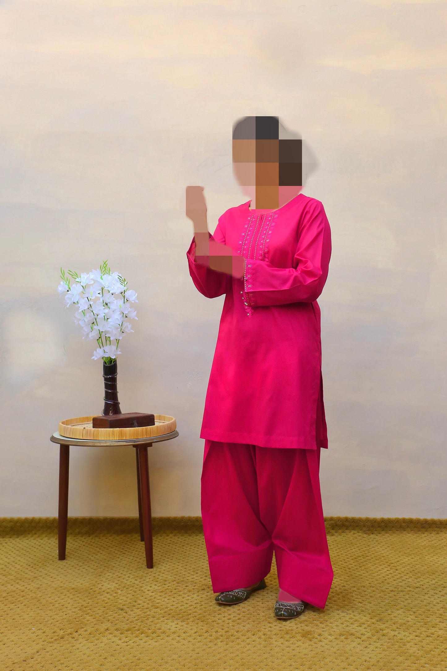 Pink Embroidered Suit