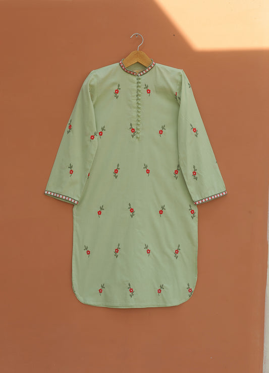 Pista Embroidered Kurta