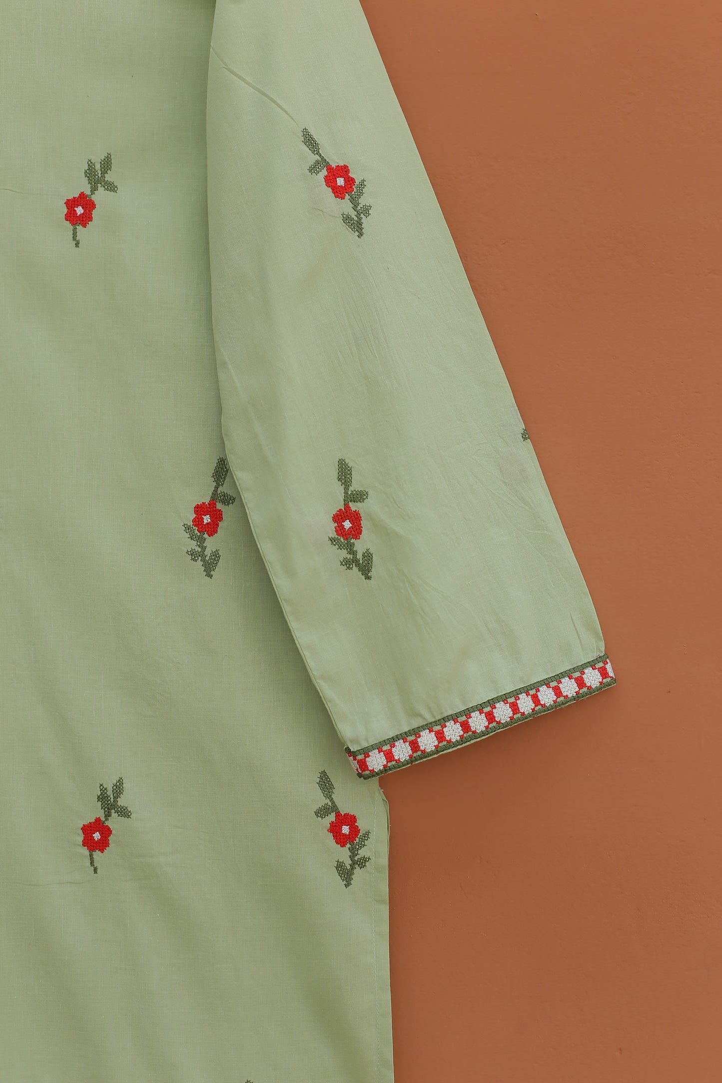 Pista Embroidered Kurta