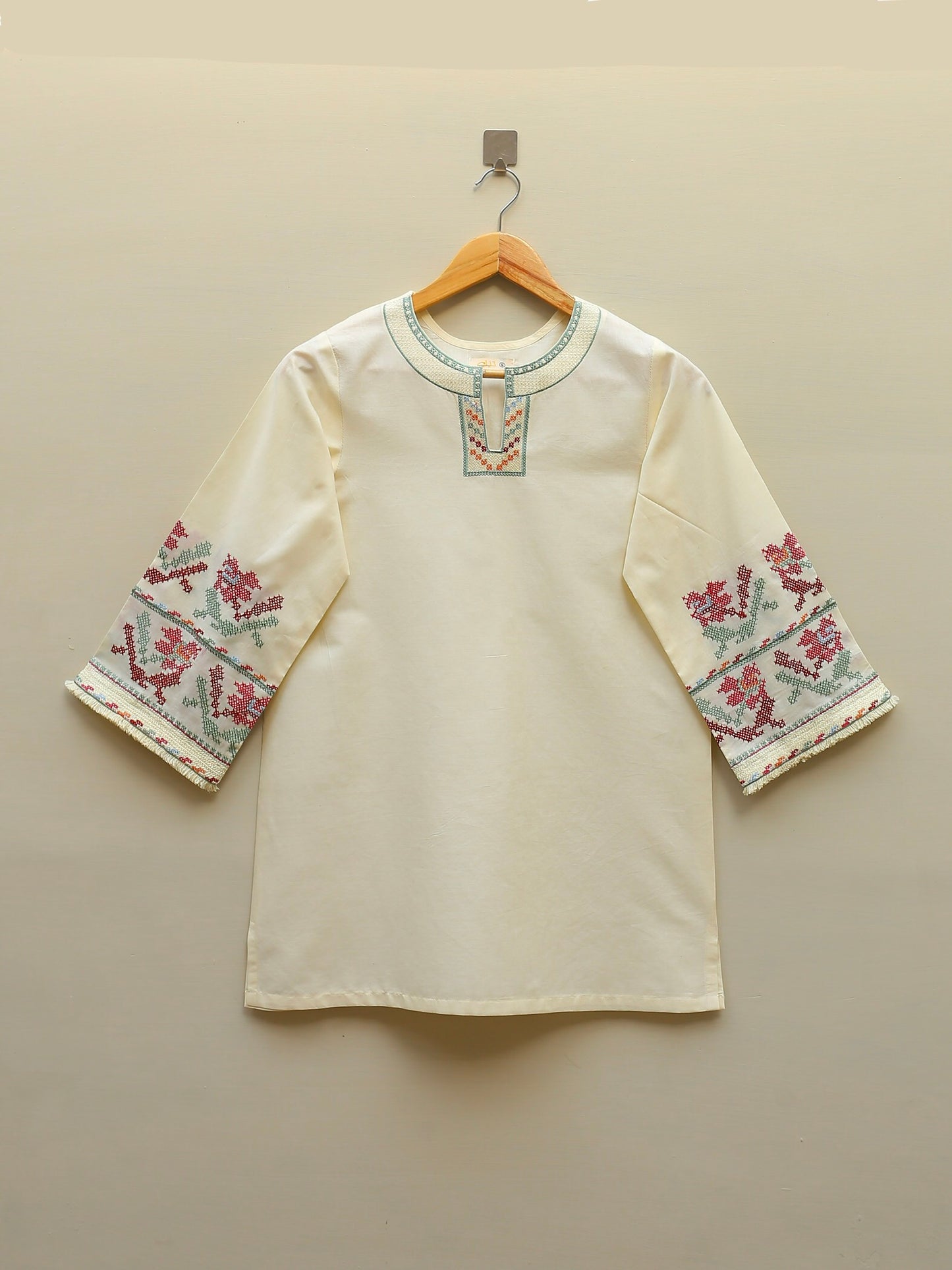Cream Embroidered Top