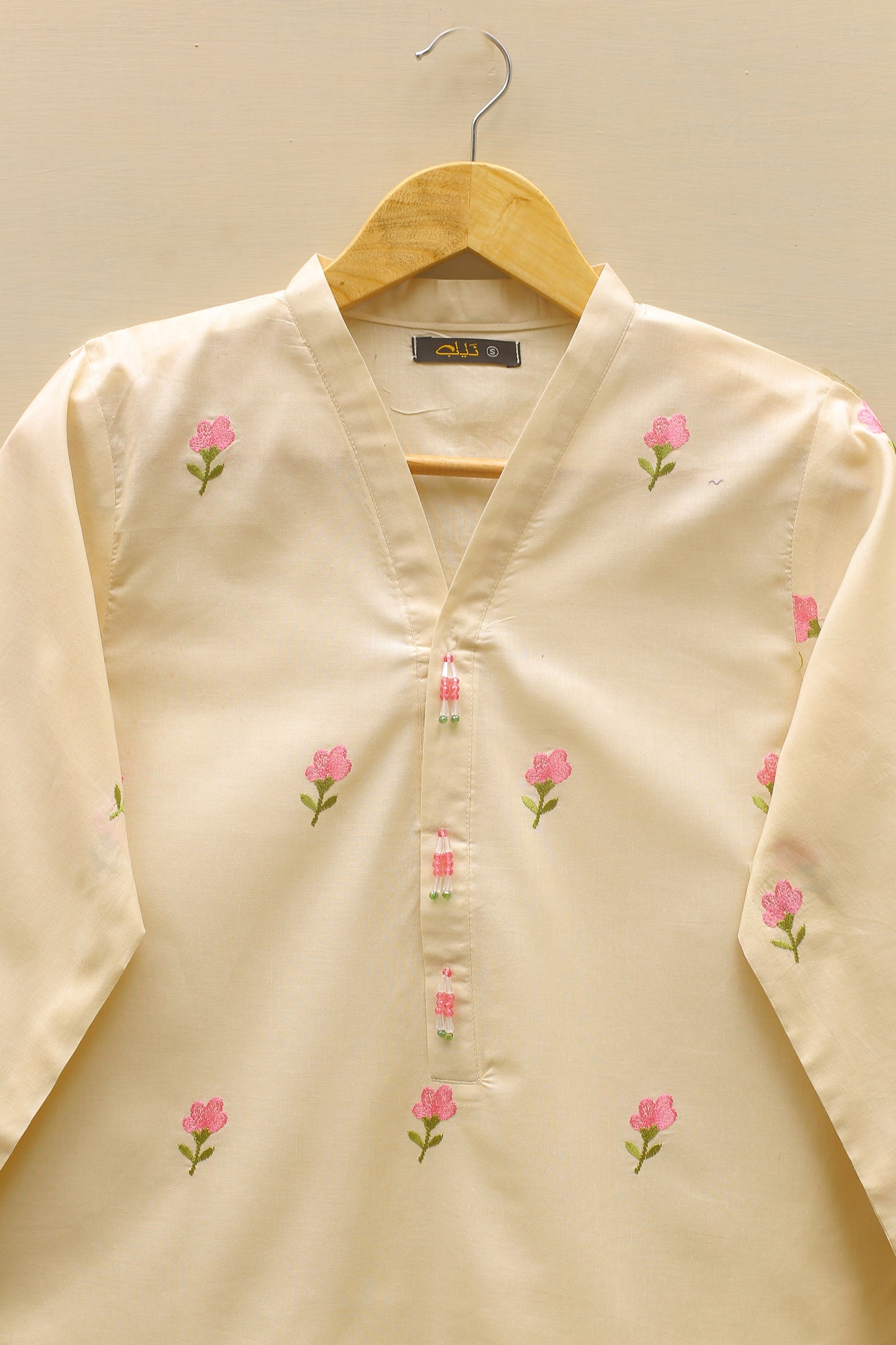 Cream Embroidered Kurta