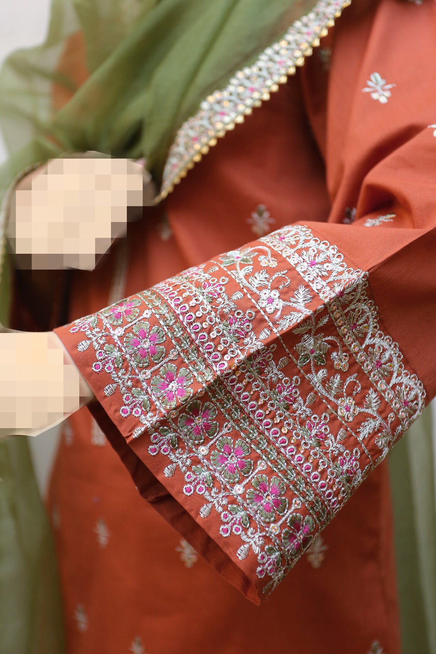 Rust Embroidered Suit