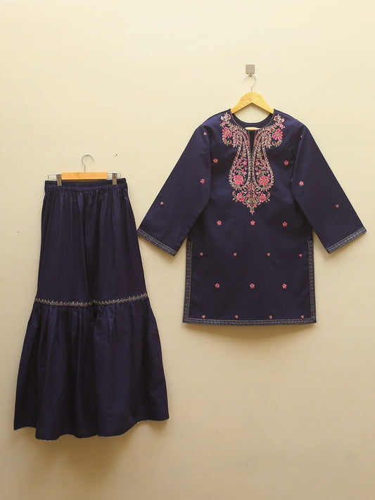 Blue Embroidered Suit