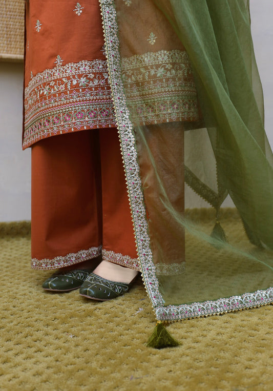 Rust Embroidered Suit