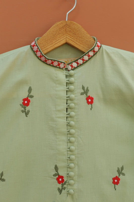 Pista Embroidered Kurta