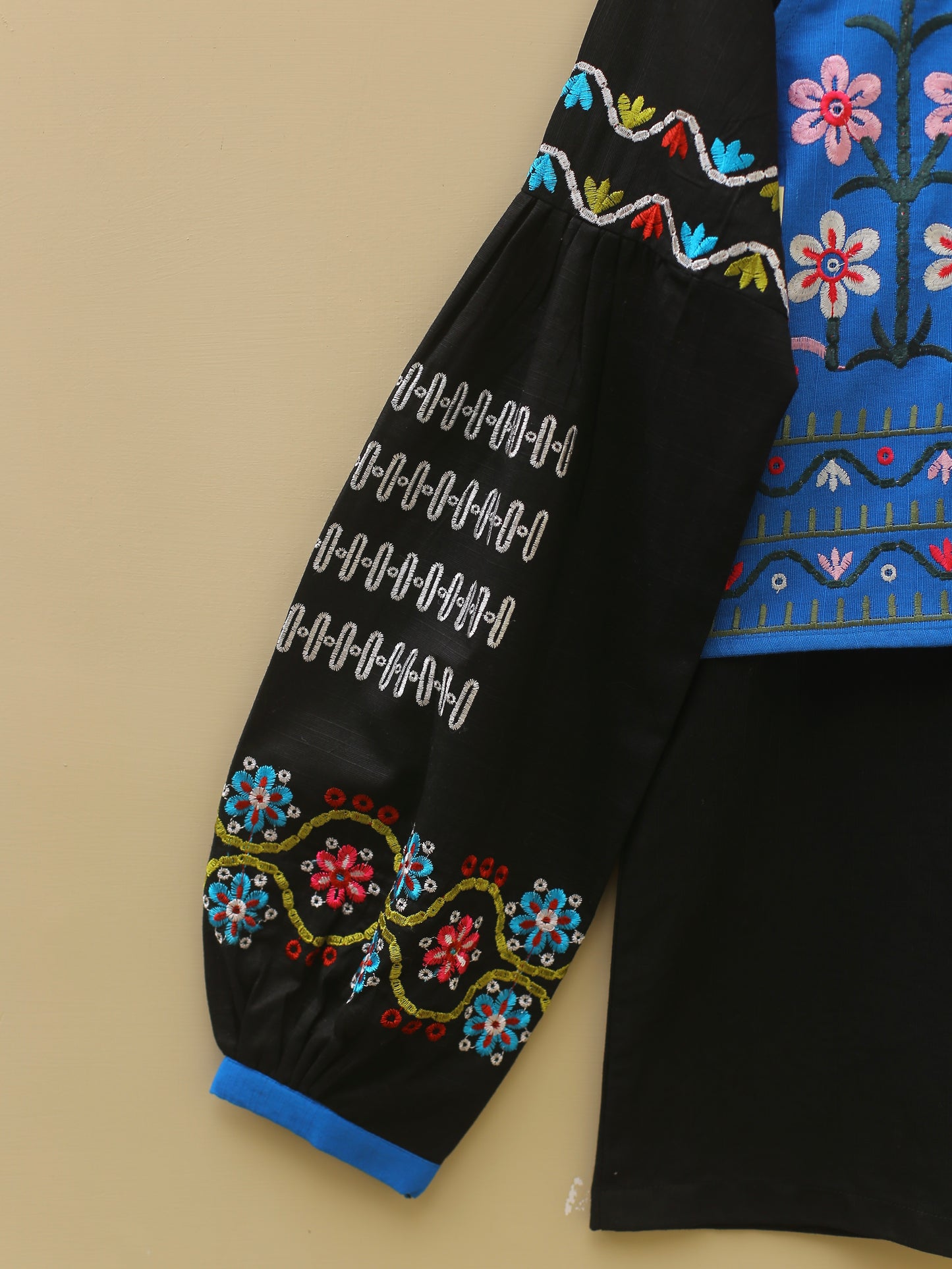 Embroidered Black Top