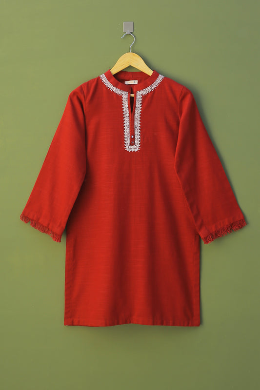 Maroon Embroidered Kurta