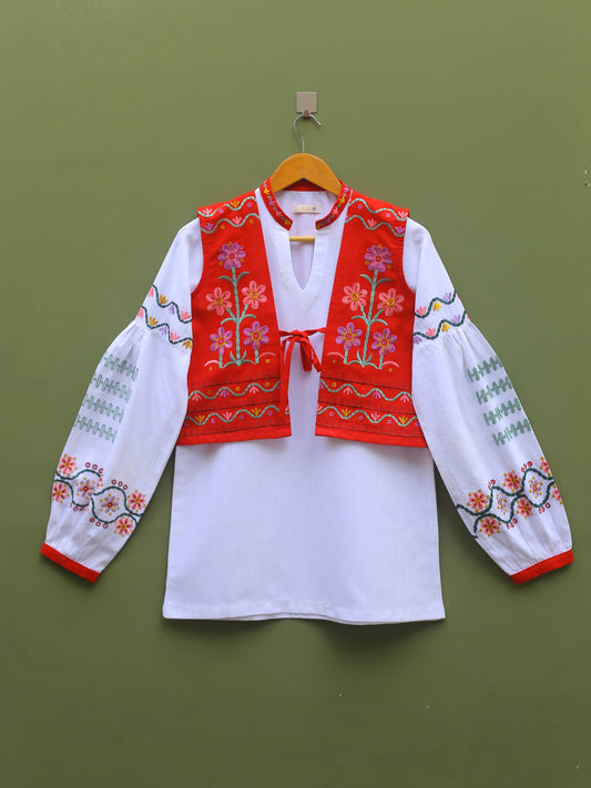 Embroidered White Top