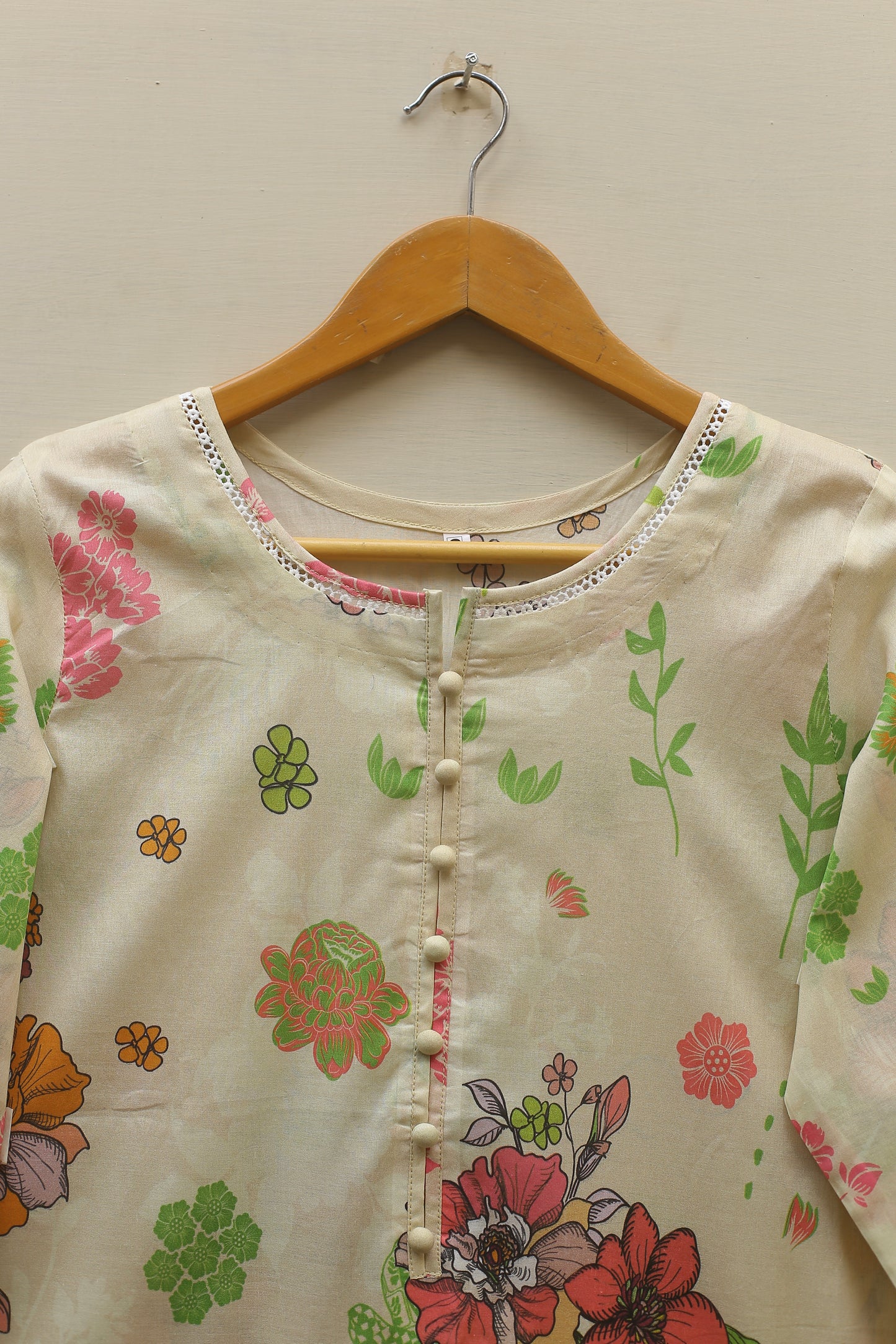 Cream Printed Suit