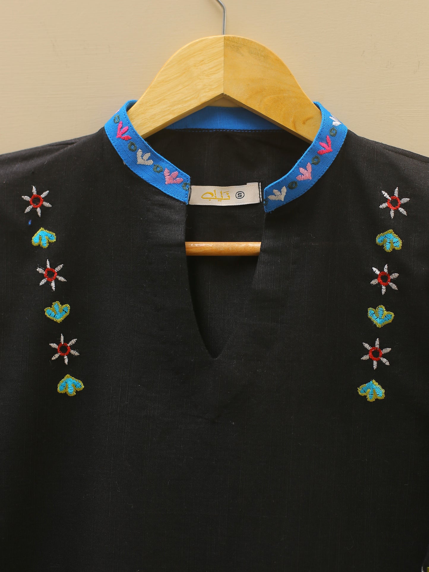 Embroidered Black Top