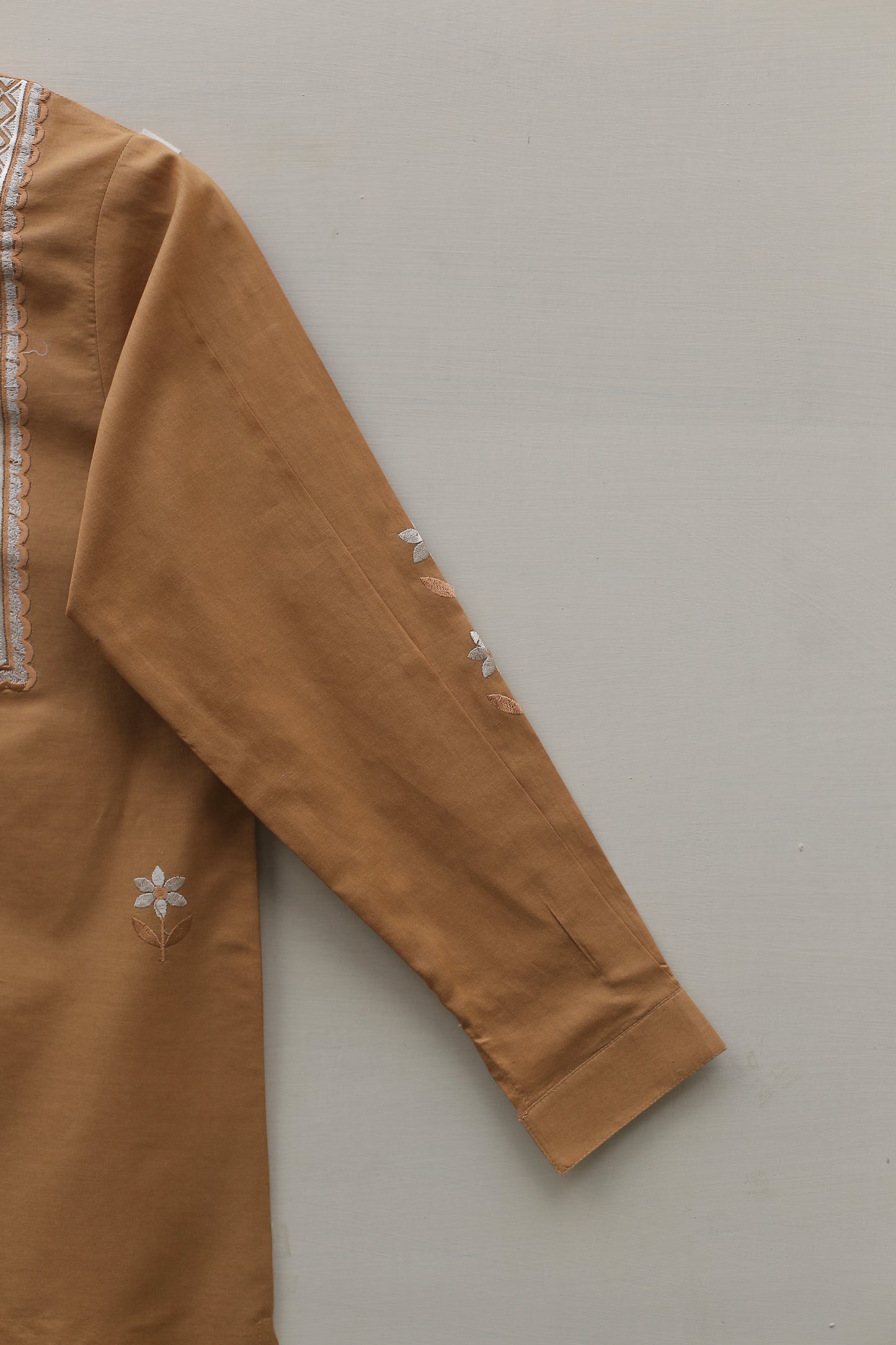 Brown Embroidered Top