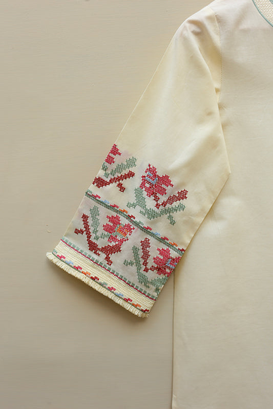 Cream Embroidered Top