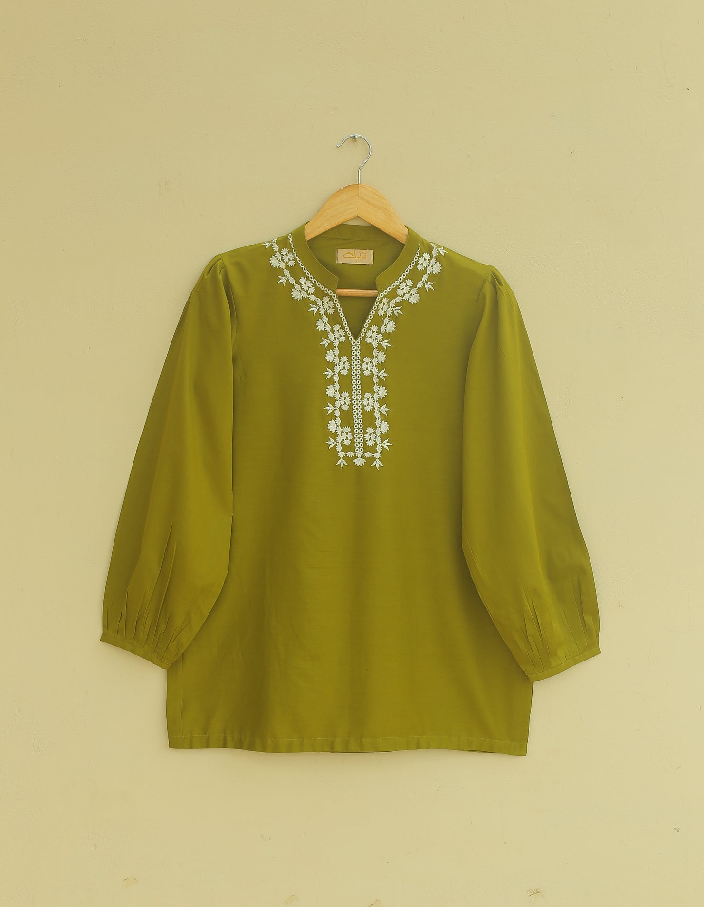 Olive Embroidered Top