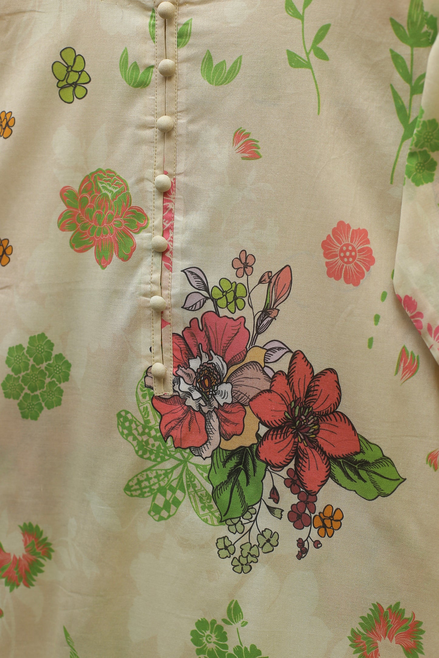 Cream Printed Suit
