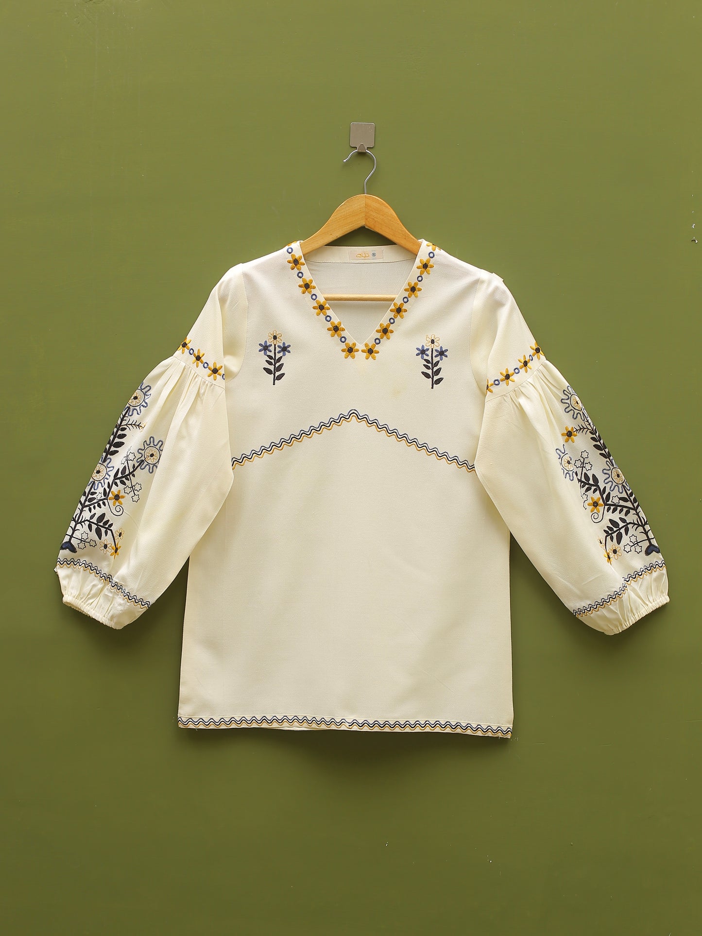 Embroidered Cream Top