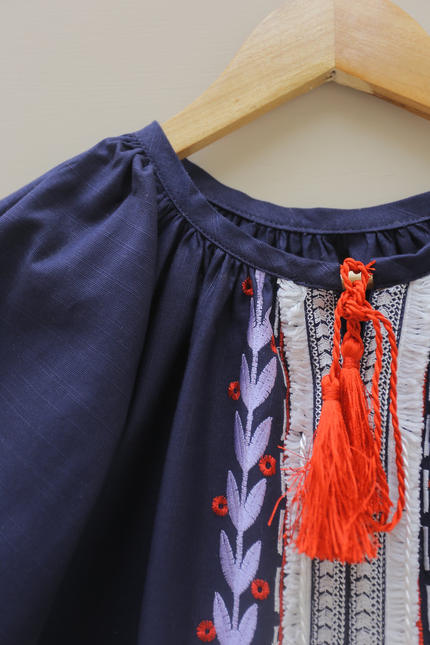 Blue Embroidered Top