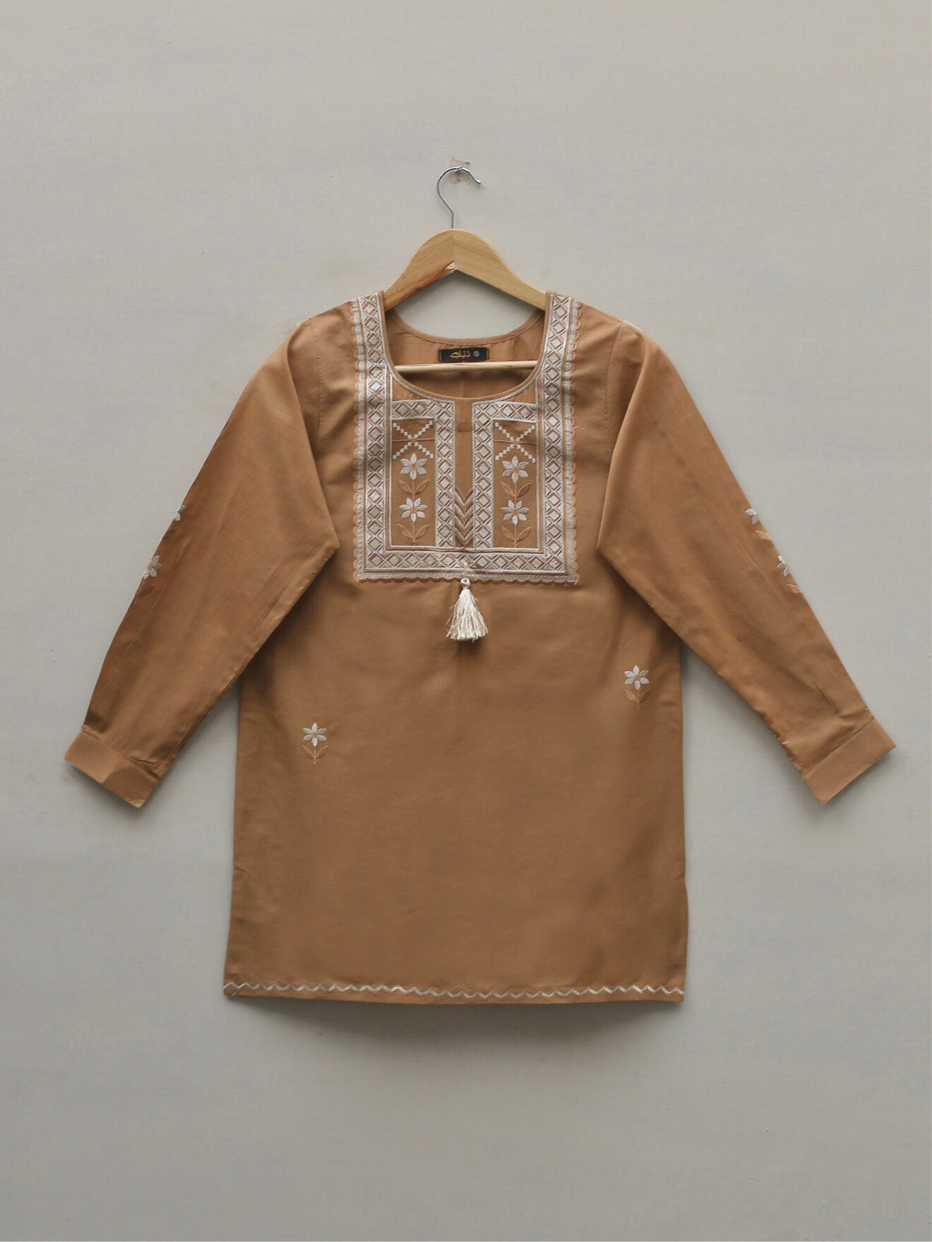 Brown Embroidered Top