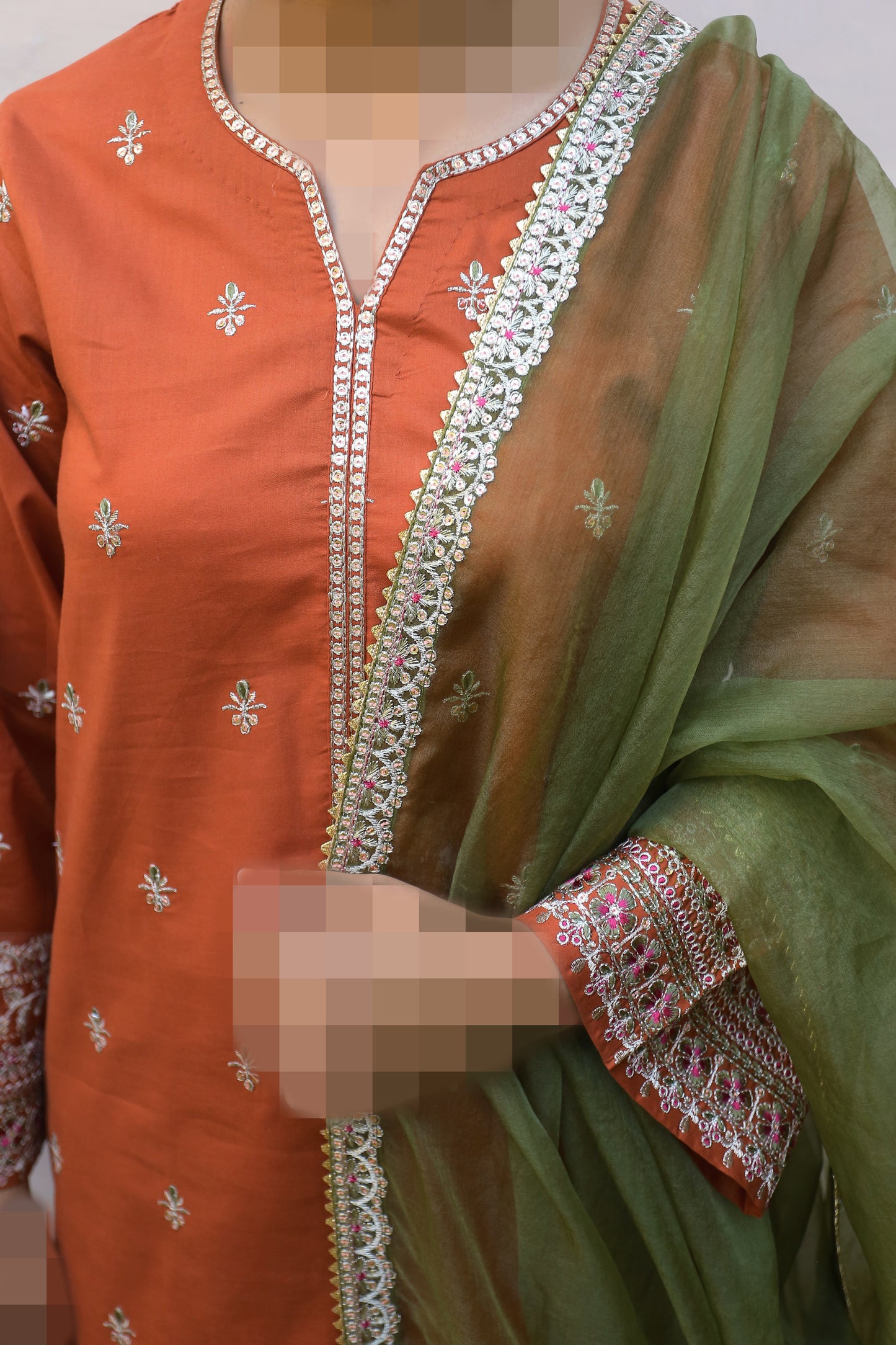 Rust Embroidered Suit