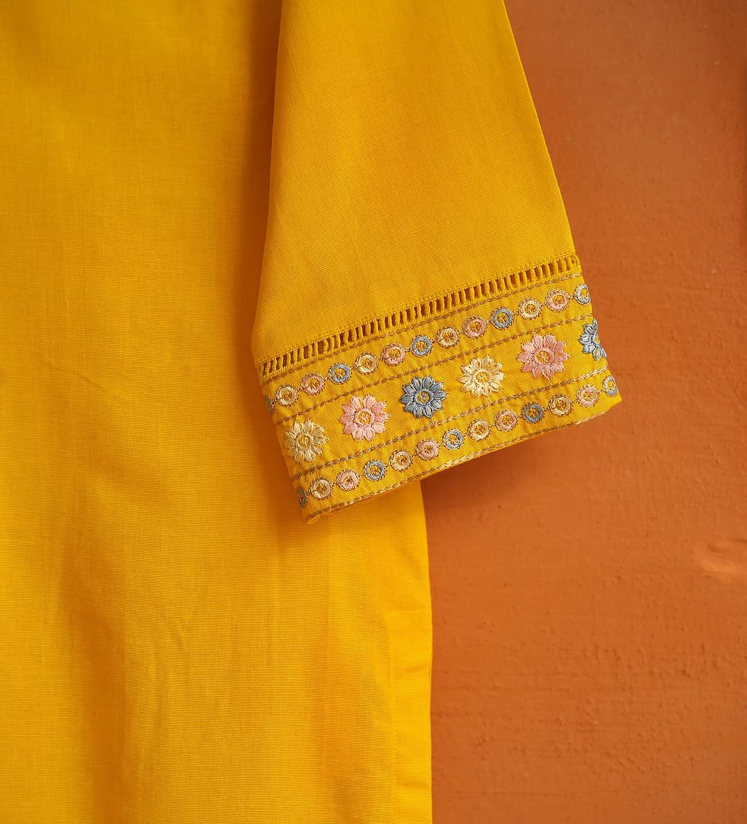 Lemon Embroidered Kurta