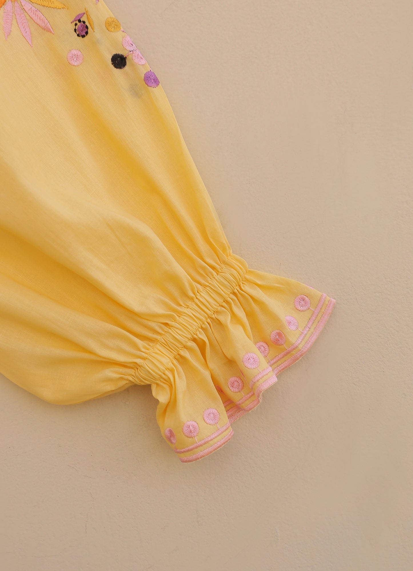 Lemon Embroidered Top