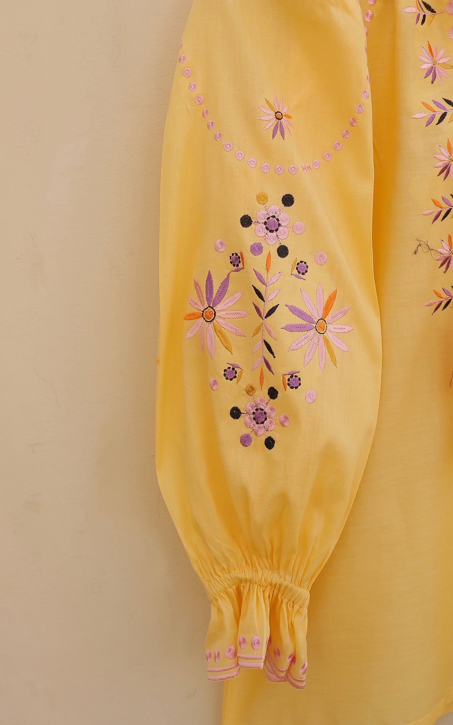 Lemon Embroidered Top