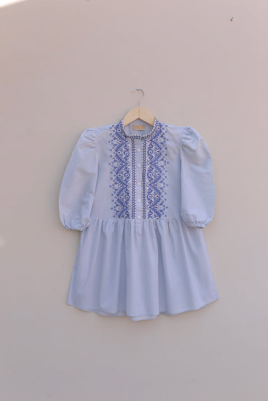 Sky Puff Sleeves Top