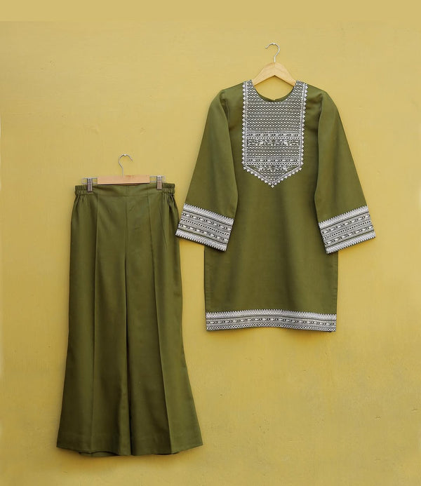 Olive Embroidered Suit