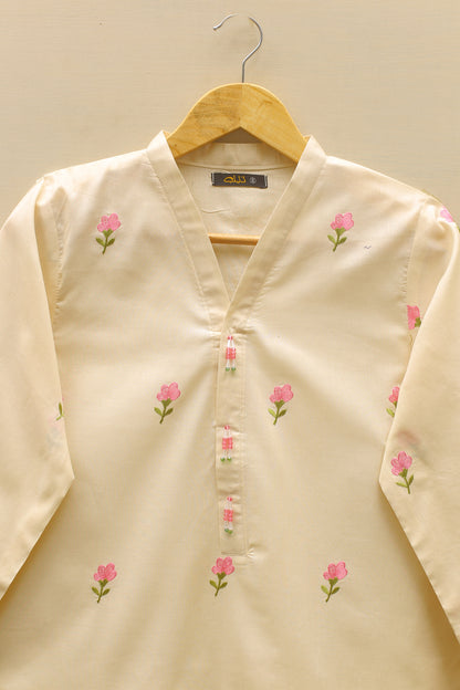 Cream Embroidered Kurta