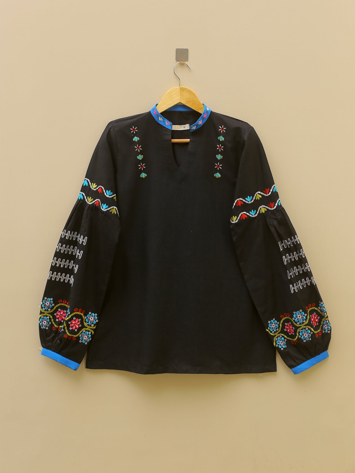Embroidered Black Top