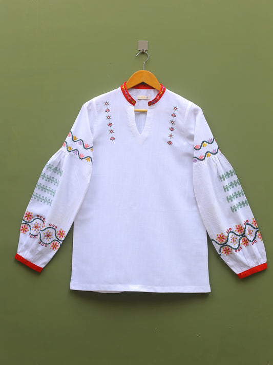 Embroidered White Top