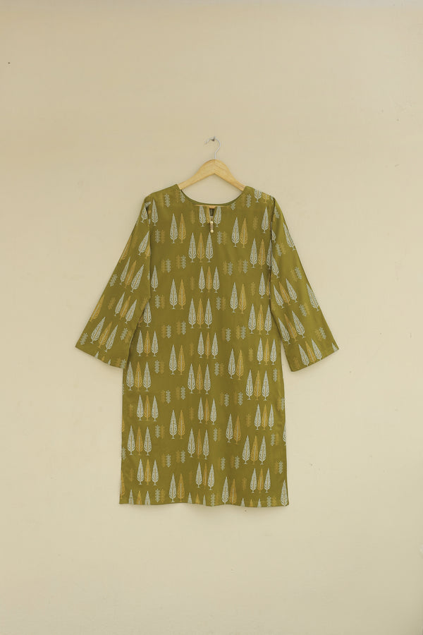 Olive Printed Kurta