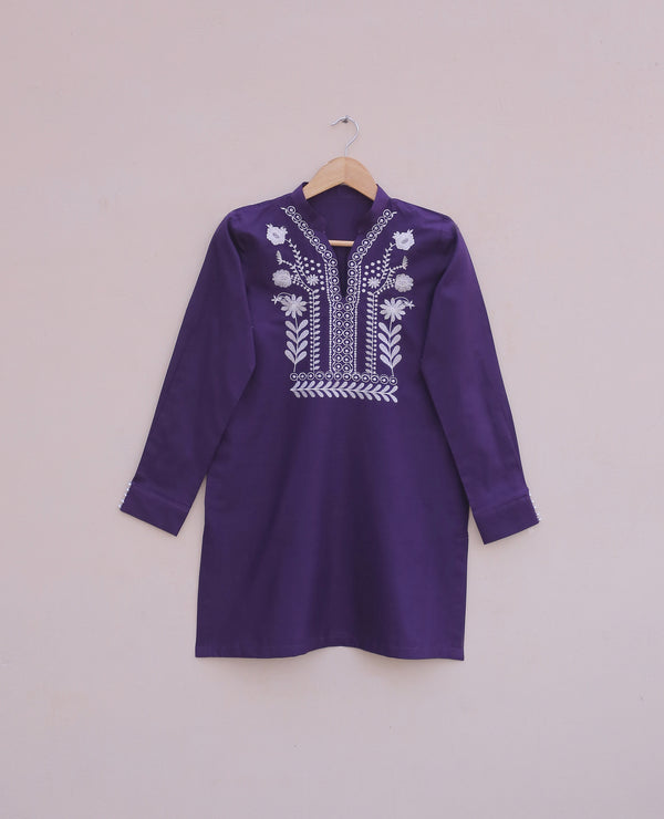 Purple Embroidered Shirt