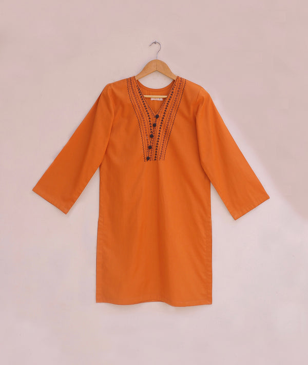 Rust embroidered kurta