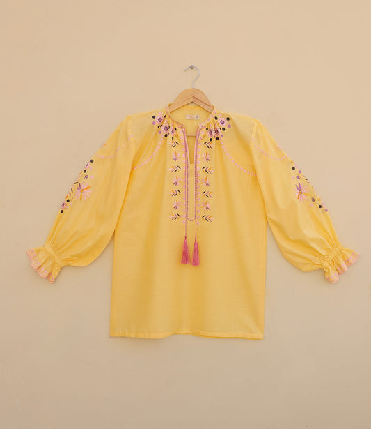 Lemon Embroidered Top