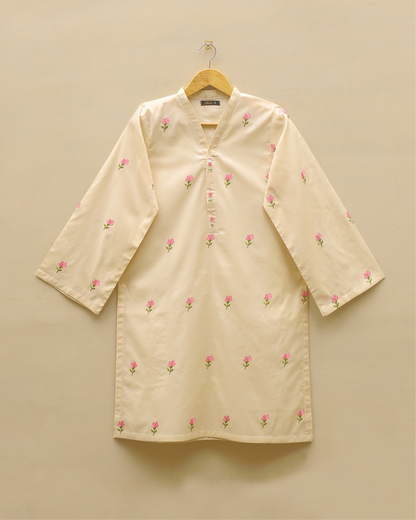 Cream Embroidered Kurta