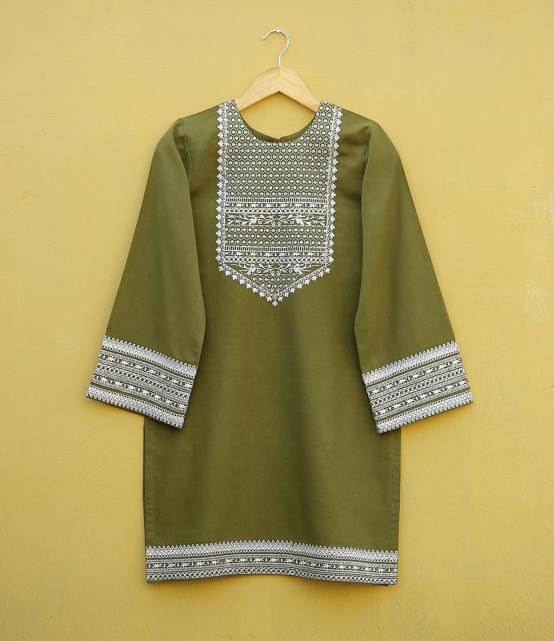 Olive Embroidered Suit