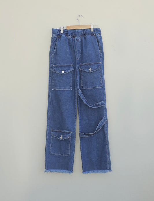Blue Rib cargo jeans