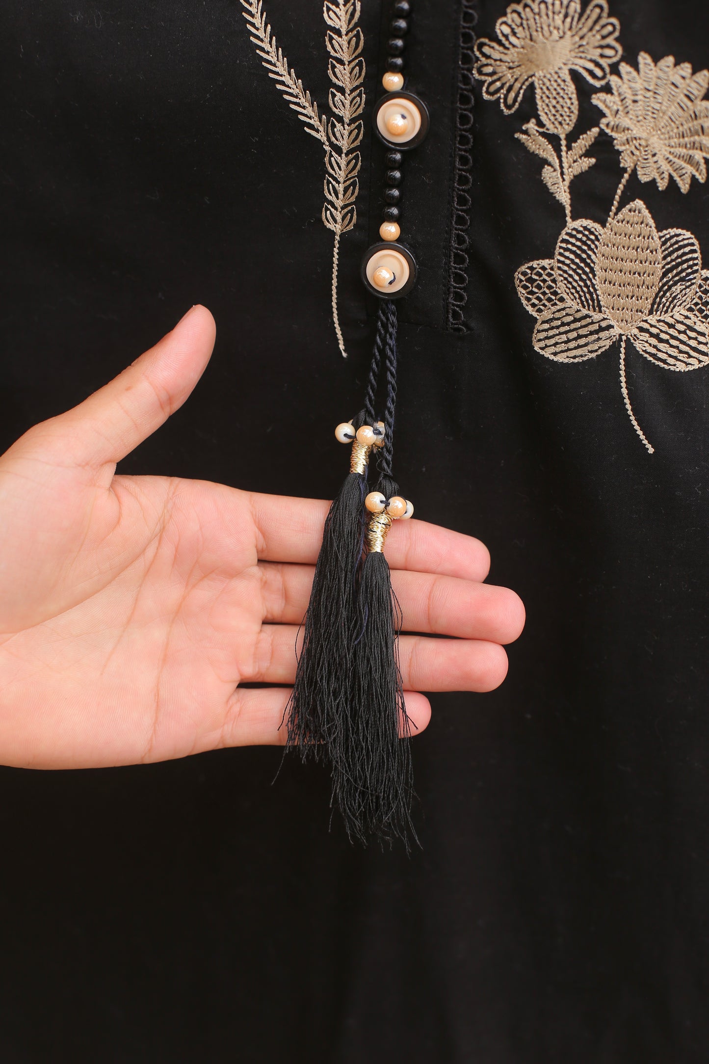 Black Embroidered Kurta