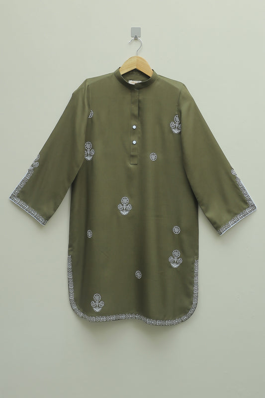 Olive Embroidered Suit