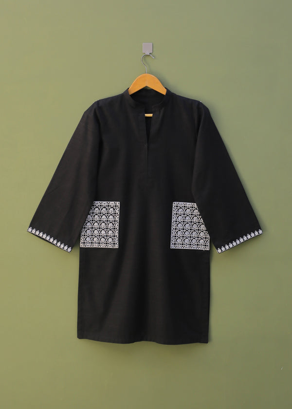 Black Embroidered Kurta