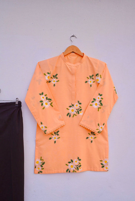 Peach Embroidered Top