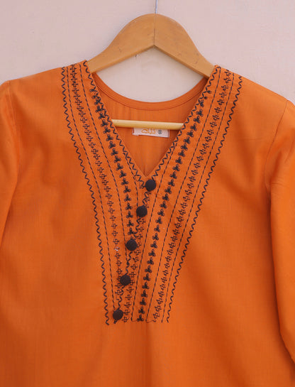 Rust embroidered kurta