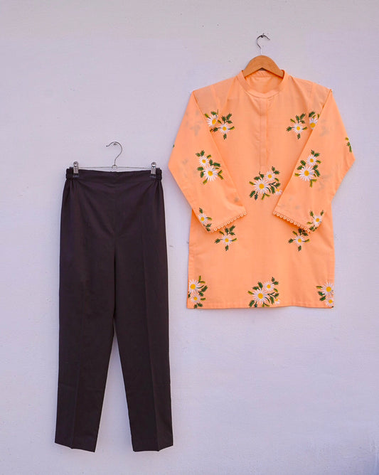 Peach Embroidered Top