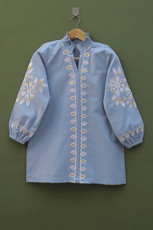 Grey Embroidered Top