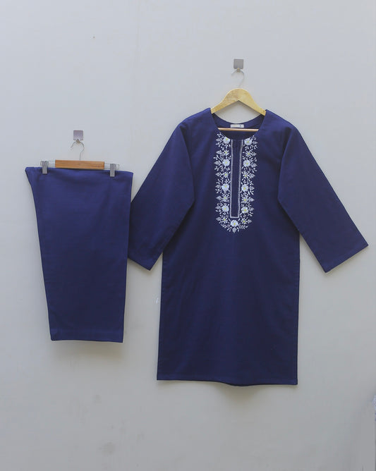 Navy Blue Embroidered Suit