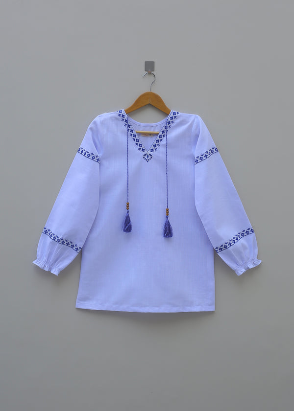 Lavender Embroidered Top