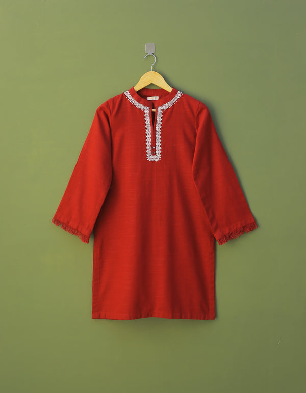 Maroon Embroidered Kurta