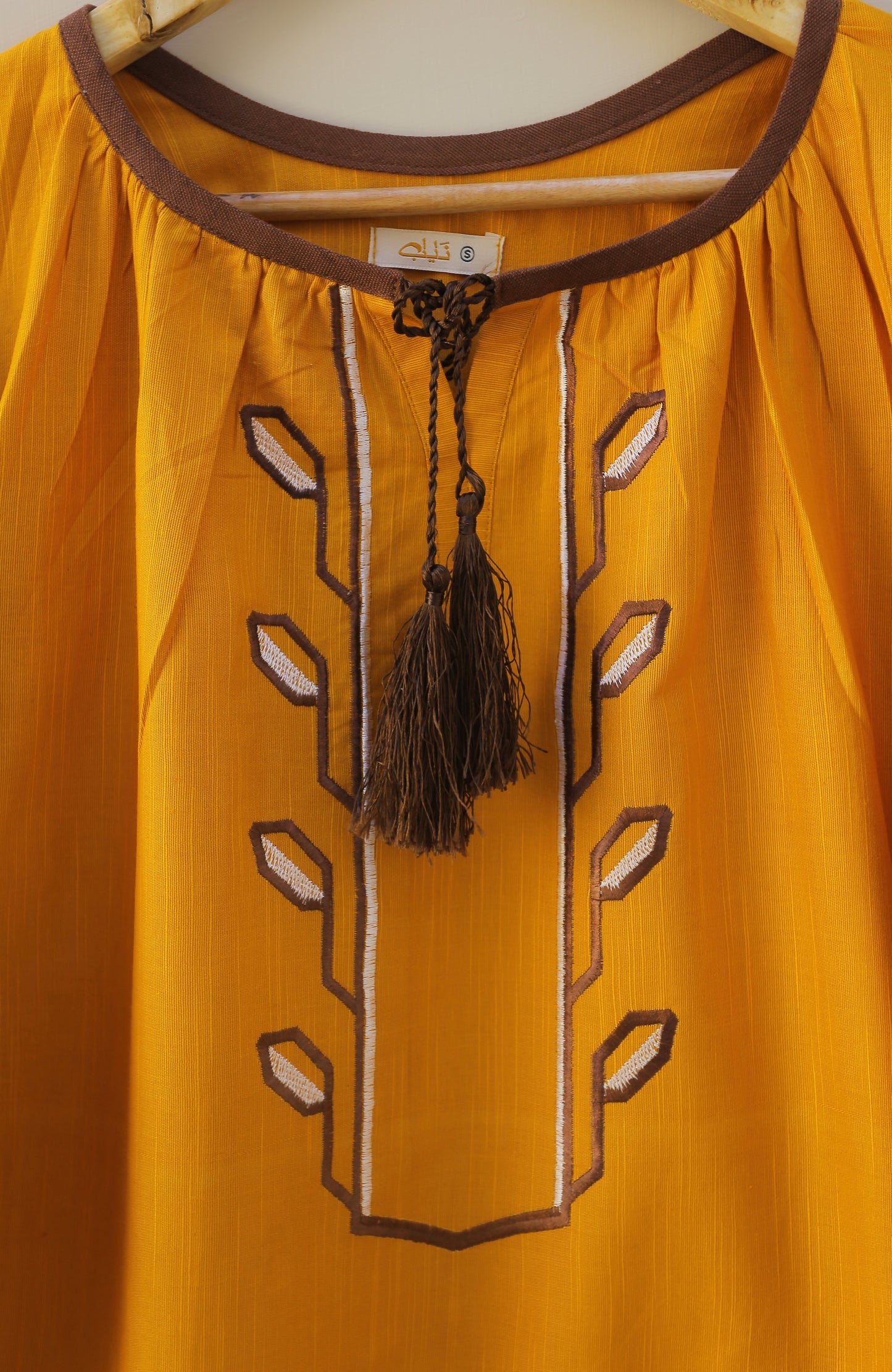 Mustard Embroidered Top