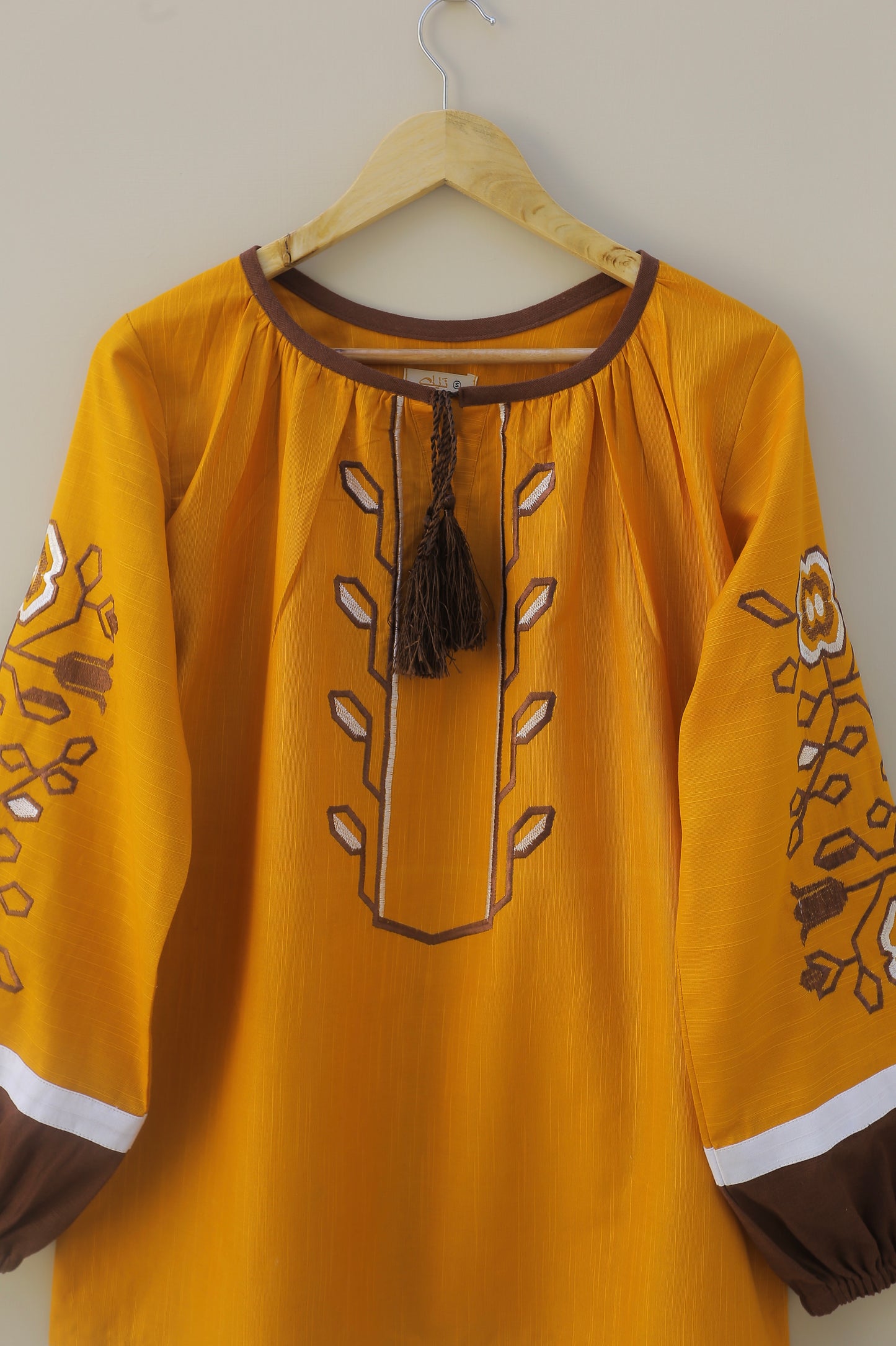 Mustard Embroidered Top